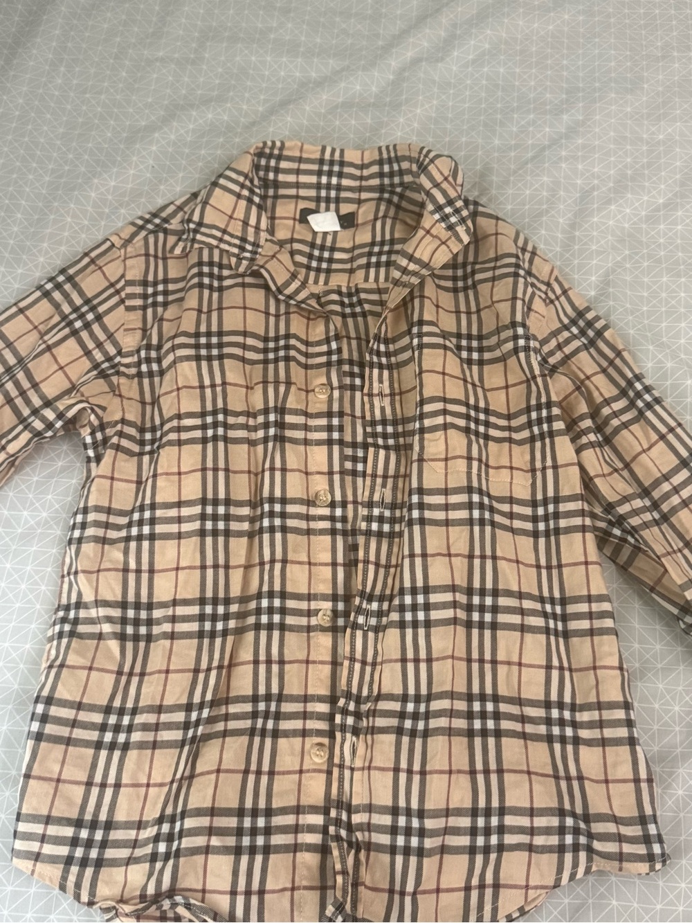 Burberry Beige Plaid Button-Down Kids Shirt